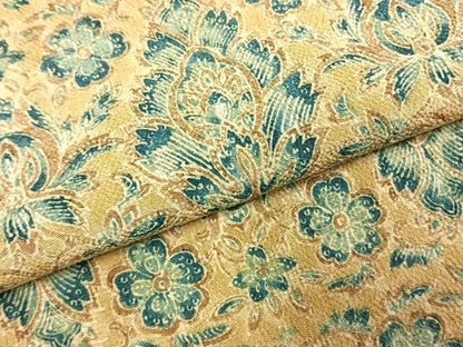 平和屋着物●上質な小紋　更紗花文　鬼しぼ縮緬　正絹　逸品　AABI8901fy