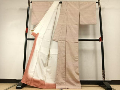 平和屋着物●紅花紬　米沢　霞文　正絹　逸品　AABI8902fy
