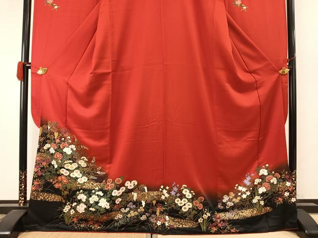 平和屋着物●豪華振袖　草花文　暈し染め　金彩　正絹　逸品　AABI8906fy