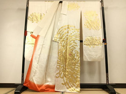 平和屋着物●豪華振袖　駒刺繍　乱菊　金彩　正絹　逸品　AABI8907fy