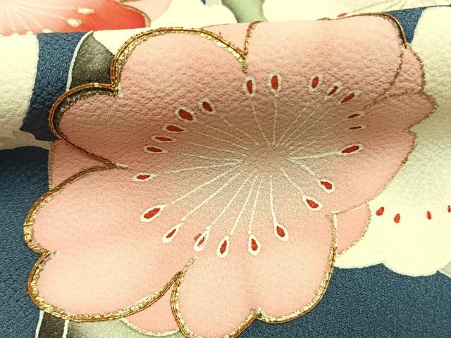 平和屋着物●豪華振袖　駒刺繍　枝花文　金彩　正絹　逸品　AABI8910fy