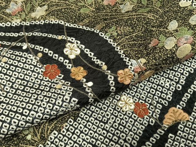 平和屋着物●訪問着　総絞り　駒刺繍　松竹梅　金糸　金彩　正絹　逸品　AABI8911fy