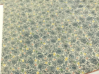平和屋着物●上質な小紋　紬地　型染め　花鳥文　正絹　逸品　AABI8912fy