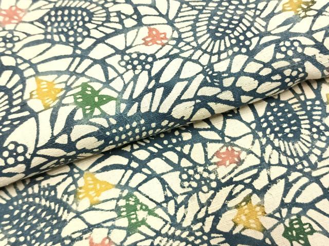 平和屋着物●上質な小紋　紬地　型染め　花鳥文　正絹　逸品　AABI8912fy