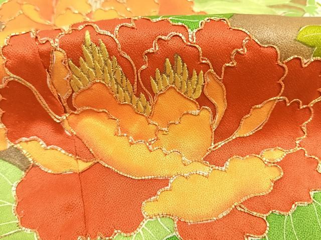 平和屋着物●豪華振袖　駒刺繍　絞り　草花文　金彩　三越扱い　正絹　逸品　AABI8913fy
