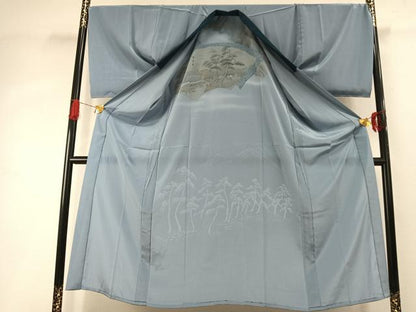 平和屋着物●男性 長襦袢 無双仕立て 手描き 富士山 風景文 暈し染め 金彩 正絹 逸品 AABI8915fy