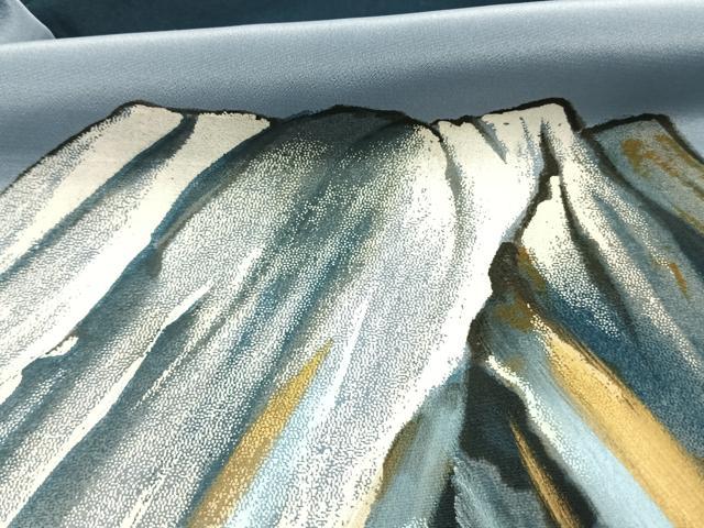 平和屋着物●男性 長襦袢 無双仕立て 手描き 富士山 風景文 暈し染め 金彩 正絹 逸品 AABI8915fy