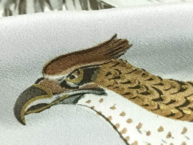 平和屋着物●男性 長襦袢 袷 手描き 富士山 鷹 枝松文 暈し染め 金彩 正絹 逸品 AABI8916fy
