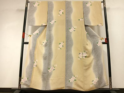 平和屋着物●上質な小紋　草花文　暈し染め　正絹　逸品　AABI8919fy