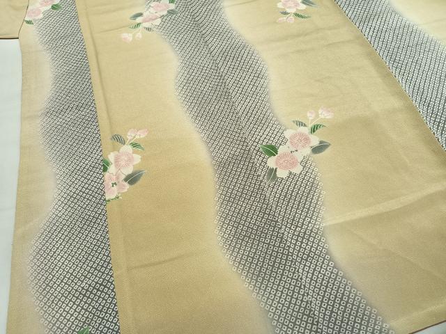 平和屋着物●上質な小紋　草花文　暈し染め　正絹　逸品　AABI8919fy