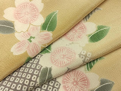 平和屋着物●上質な小紋　草花文　暈し染め　正絹　逸品　AABI8919fy