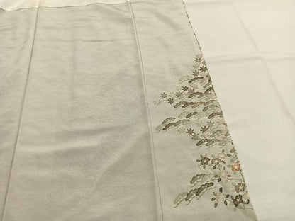平和屋着物●訪問着　総刺繍　中国三大刺繍　スワトウ刺繍　汕頭刺繍　風景花文　金糸　正絹　逸品　AABI8924fy
