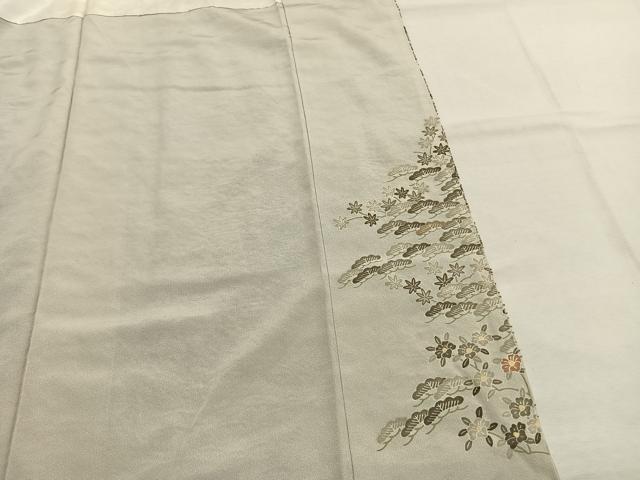 平和屋着物●訪問着　総刺繍　中国三大刺繍　スワトウ刺繍　汕頭刺繍　風景花文　金糸　正絹　逸品　AABI8924fy