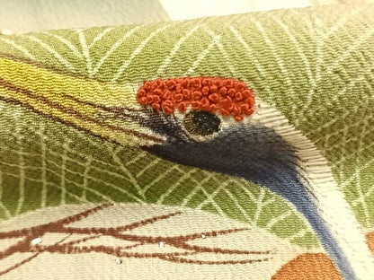 平和屋本店●アンティーク　大正ロマン　振袖　駒刺繍　飛鳥松文　暈し染め　黒地　正絹　逸品　AABI8928fy