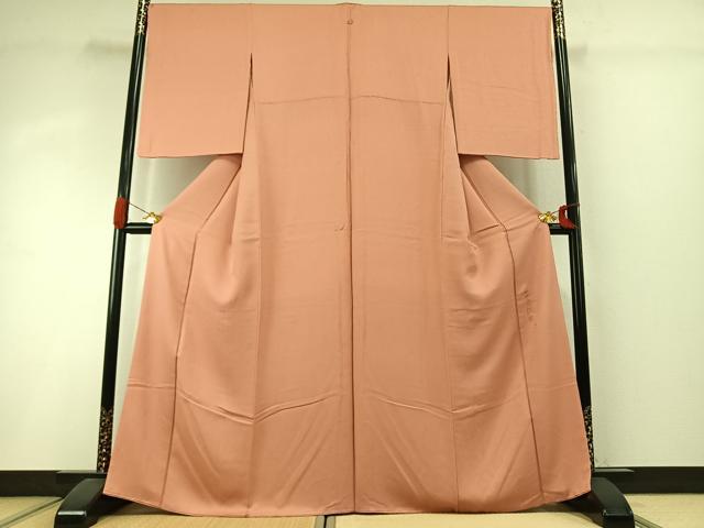 平和屋着物●上質な色無地 作家物 花丸地紋 東雲色 正絹 逸品 AABI8932fy
