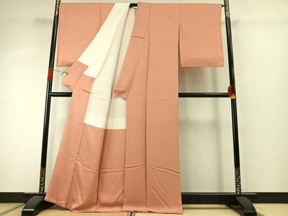 平和屋着物●上質な色無地 作家物 花丸地紋 東雲色 正絹 逸品 AABI8932fy