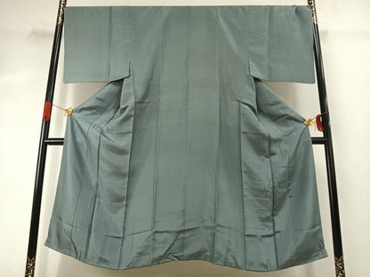 平和屋着物●男性 色無地 千草色 正絹 逸品 AABI8934fy