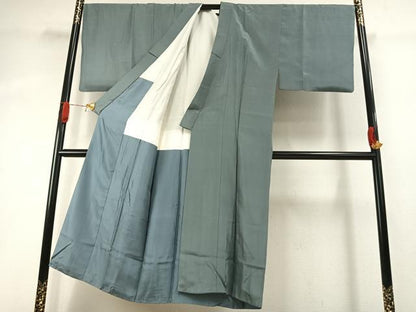 平和屋着物●男性 色無地 千草色 正絹 逸品 AABI8934fy