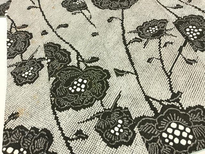 平和屋着物●上質な小紋 本疋田絞り 草花文 黒地 正絹 逸品 AABI8935fy