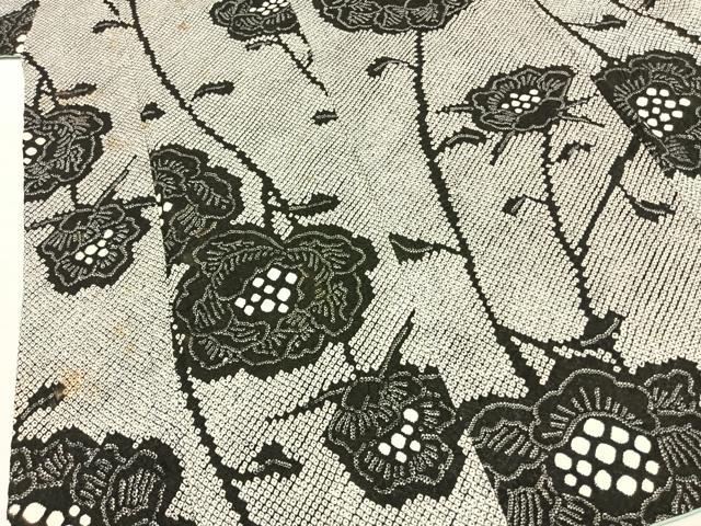 平和屋着物●上質な小紋 本疋田絞り 草花文 黒地 正絹 逸品 AABI8935fy