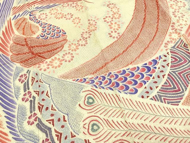 平和屋着物●名門 藤娘きぬたや・総絞り 振袖 孔雀花文 正絹 逸品 AABI8936fy