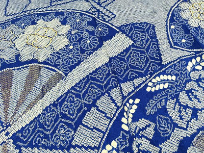 平和屋着物●豪華振袖 総絞り 駒刺繍 扇面花文 金彩 正絹 逸品 AABI8939fy