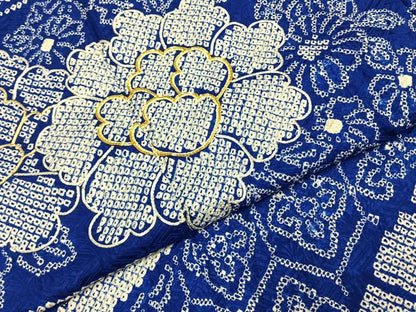 平和屋着物●豪華振袖 総絞り 駒刺繍 扇面花文 金彩 正絹 逸品 AABI8939fy