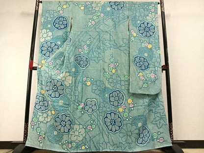 平和屋着物●豪華振袖 総絞り 舞花文 正絹 逸品 AABI8940fy
