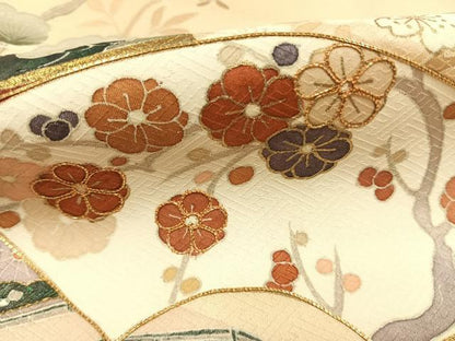 平和屋着物●訪問着 駒刺繍 松竹梅 地紙花文 暈し染め 金彩 正絹 逸品 AABI8943fy