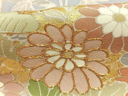 平和屋着物●訪問着 駒刺繍 扇面花文 金彩 正絹 逸品 未使用 AABI8944fy