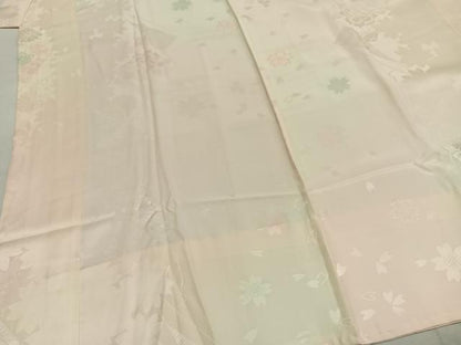 平和屋着物●振袖用長襦袢　無双仕立て　舞桜地紋　暈し染め　半衿刺繍　正絹　逸品　AABI8946fy