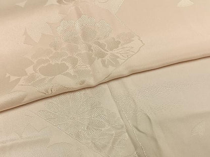 平和屋着物●振袖用長襦袢　無双仕立て　舞桜地紋　暈し染め　半衿刺繍　正絹　逸品　AABI8946fy