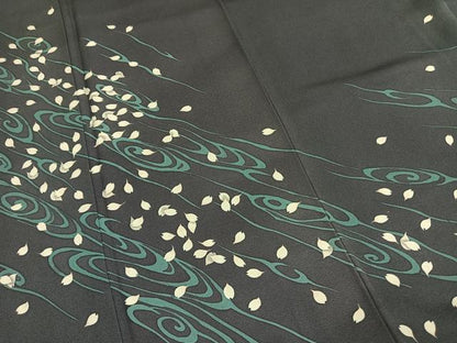 平和屋着物●訪問着 舞桜文 正絹 逸品 AABI8950fy
