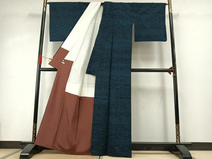 平和屋着物●上質な紬 幾何学文様 伊勢丹扱い 正絹 逸品 AABI8951fy