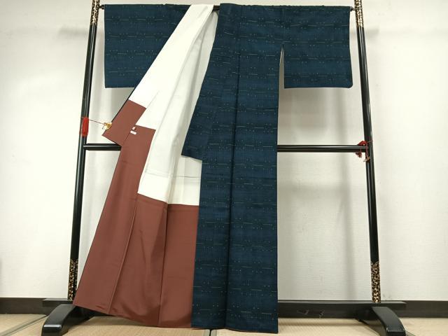 平和屋着物●上質な紬 幾何学文様 伊勢丹扱い 正絹 逸品 AABI8951fy
