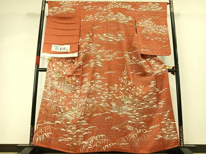平和屋着物●訪問着 白木周生 駒刺繍 彩百撰 松竹梅 金彩 丹後ちりめん 反端付き 正絹 逸品 AABI8952fy
