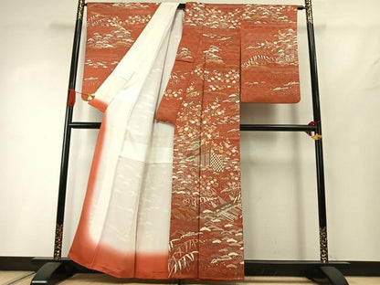 平和屋着物●訪問着 白木周生 駒刺繍 彩百撰 松竹梅 金彩 丹後ちりめん 反端付き 正絹 逸品 AABI8952fy