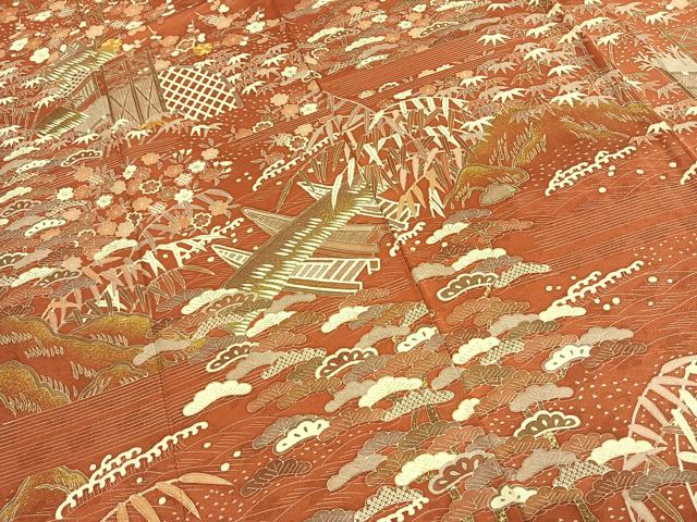 平和屋着物●訪問着 白木周生 駒刺繍 彩百撰 松竹梅 金彩 丹後ちりめん 反端付き 正絹 逸品 AABI8952fy