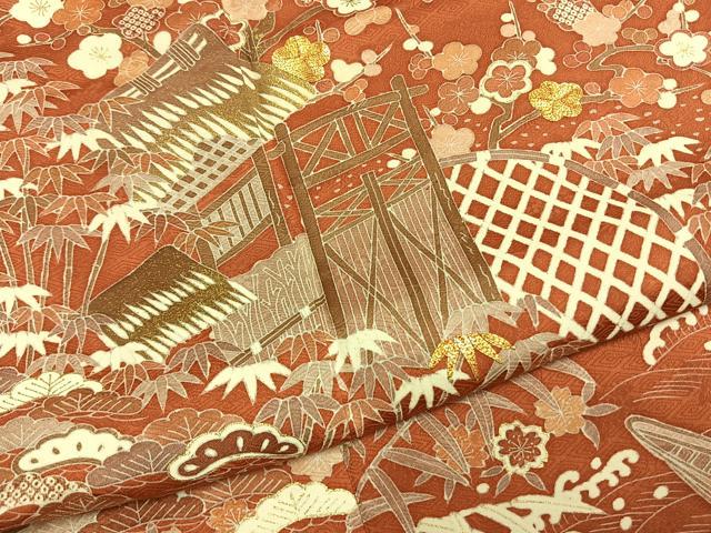 平和屋着物●訪問着 白木周生 駒刺繍 彩百撰 松竹梅 金彩 丹後ちりめん 反端付き 正絹 逸品 AABI8952fy