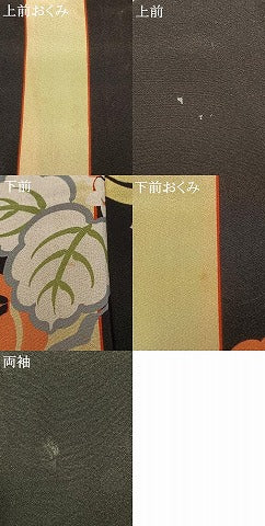 平和屋着物●アンティーク 大正ロマン 小紋 型染め 草花文 黒地 正絹 逸品 AABI8954fy