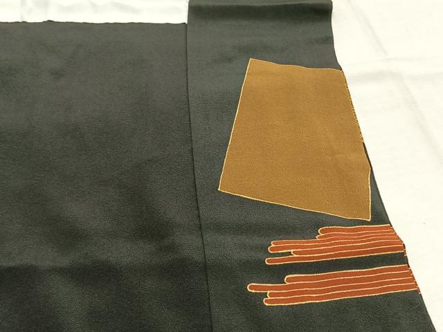 平和屋着物●豪華黒留袖　駒刺繍　色紙重ね花文　金彩　高島屋扱い　正絹　逸品　AABI8957fy