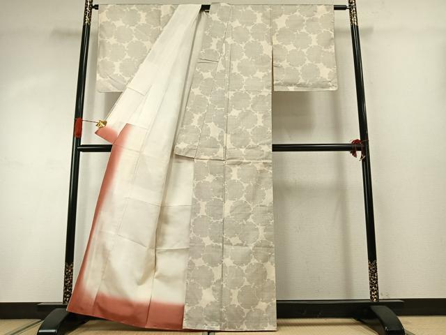平和屋着物●本場大島紬 白大島 カタス9マルキ 雪輪文 正絹 逸品 AABI8961fy