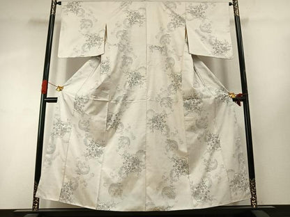 平和屋着物●本場大島紬 白大島 カタス9マルキ 雪輪花文 正絹 逸品 AABI8962fy