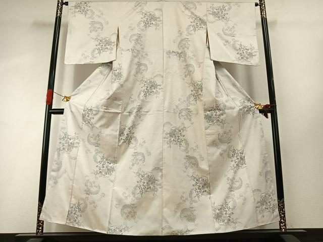 平和屋着物●本場大島紬 白大島 カタス9マルキ 雪輪花文 正絹 逸品 AABI8962fy
