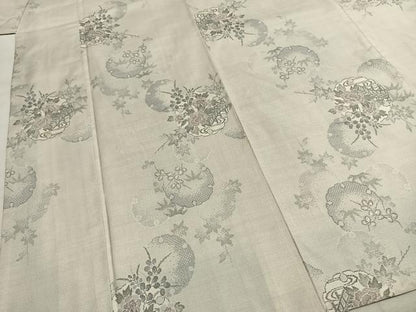 平和屋着物●本場大島紬 白大島 カタス9マルキ 雪輪花文 正絹 逸品 AABI8962fy