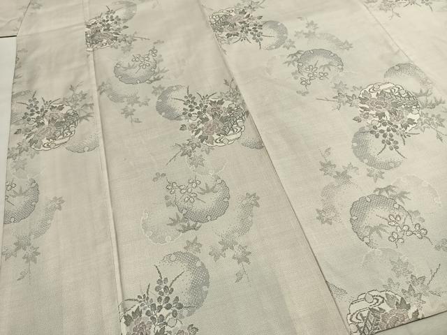 平和屋着物●本場大島紬 白大島 カタス9マルキ 雪輪花文 正絹 逸品 AABI8962fy