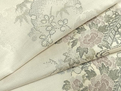 平和屋着物●本場大島紬 白大島 カタス9マルキ 雪輪花文 正絹 逸品 AABI8962fy