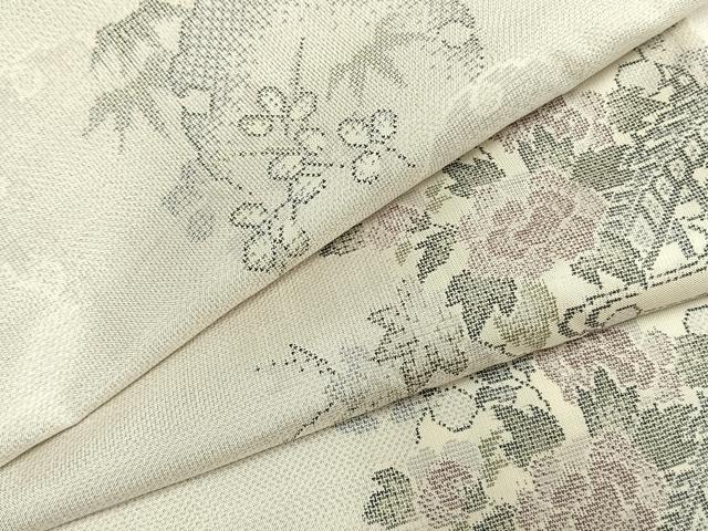 平和屋着物●本場大島紬 白大島 カタス9マルキ 雪輪花文 正絹 逸品 AABI8962fy