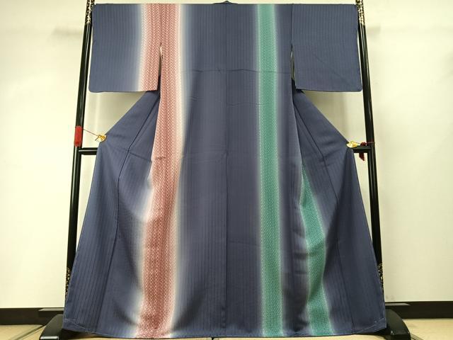 平和屋着物●訪問着 片身替わり 間道 暈し染め 正絹 逸品 未使用 AABI8963fy