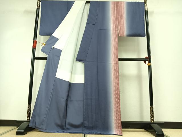 平和屋着物●訪問着 片身替わり 間道 暈し染め 正絹 逸品 未使用 AABI8963fy